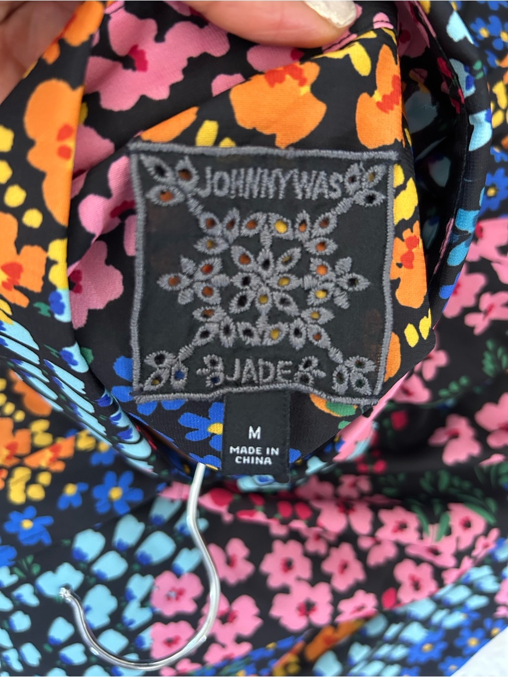 Johnny Was JADE Floral Blouse M eclectic Multicolor Pleated Boho Button Down Top - Picture 11 of 11